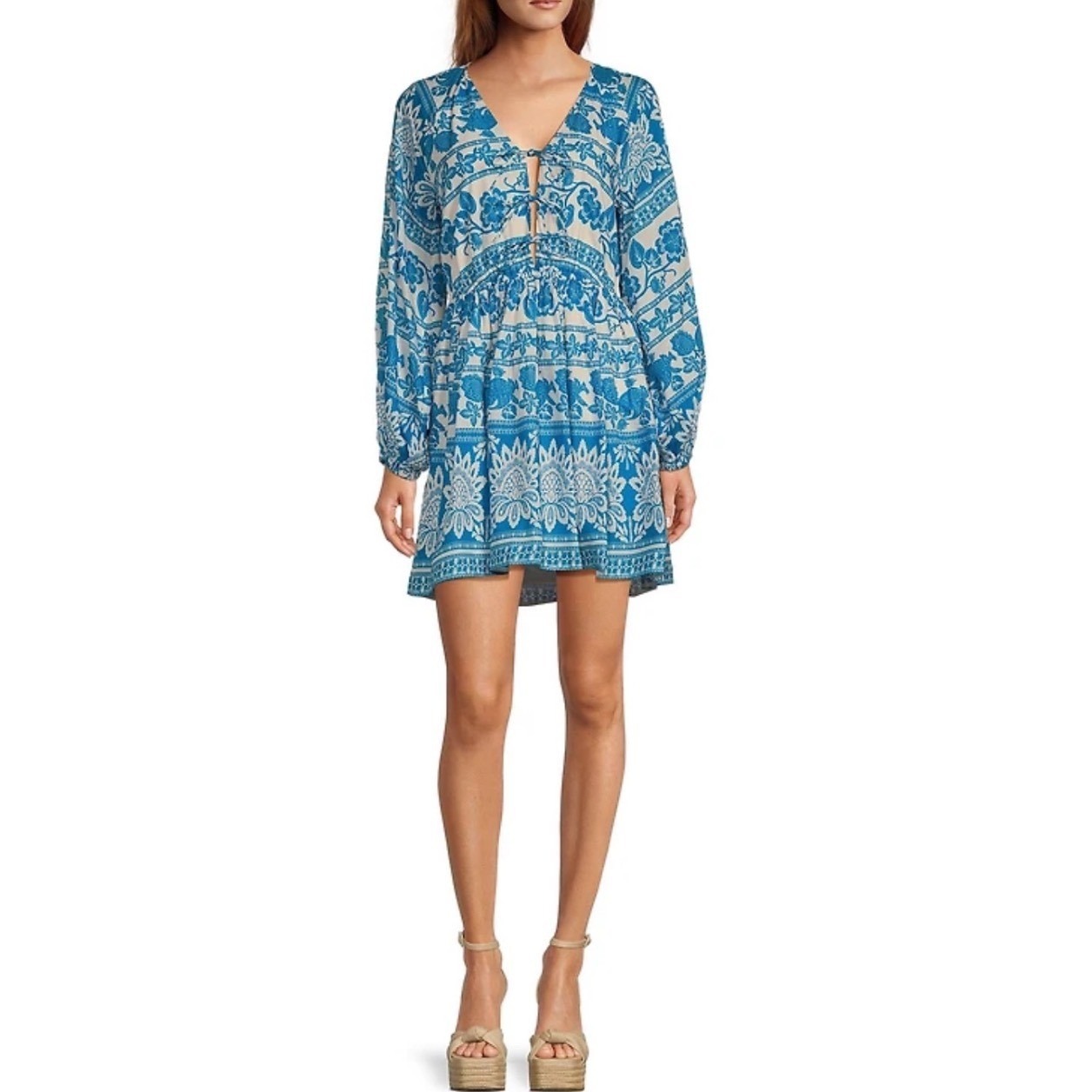 Chelsea & Violet Cadence Dress Size Large Blue White Boho Nwt